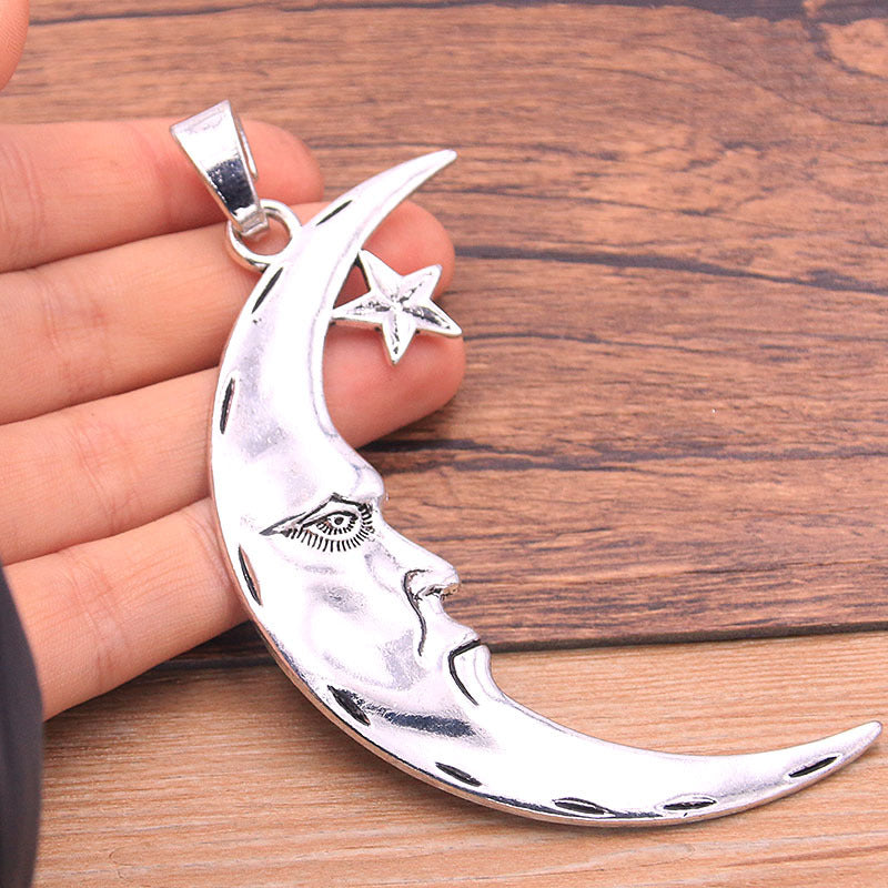 2 Colors 50*82mm DIY Alloy Accessories Star and Moon Pendant Charm