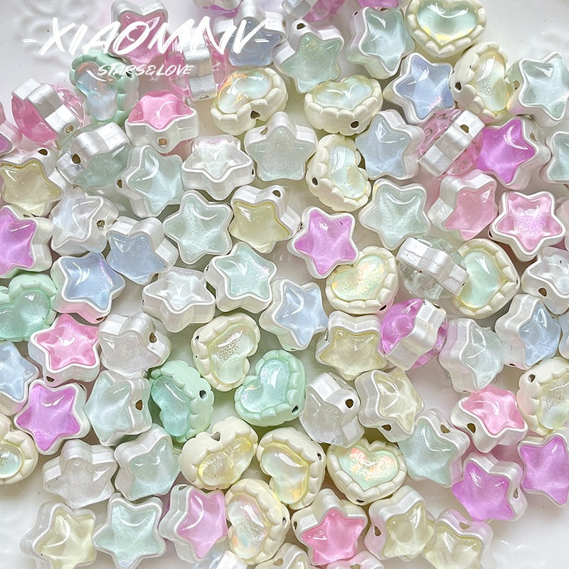 10 pcs Sweet Jelly Star Heart Beads Alloy