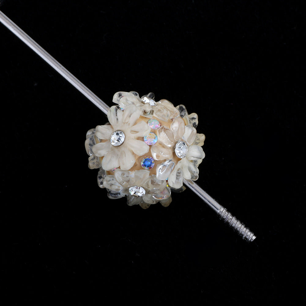 Flower Cluster Ball Flower Inlaid with Rhinestones Soft Clay Large Hole Straight Hole Beads
