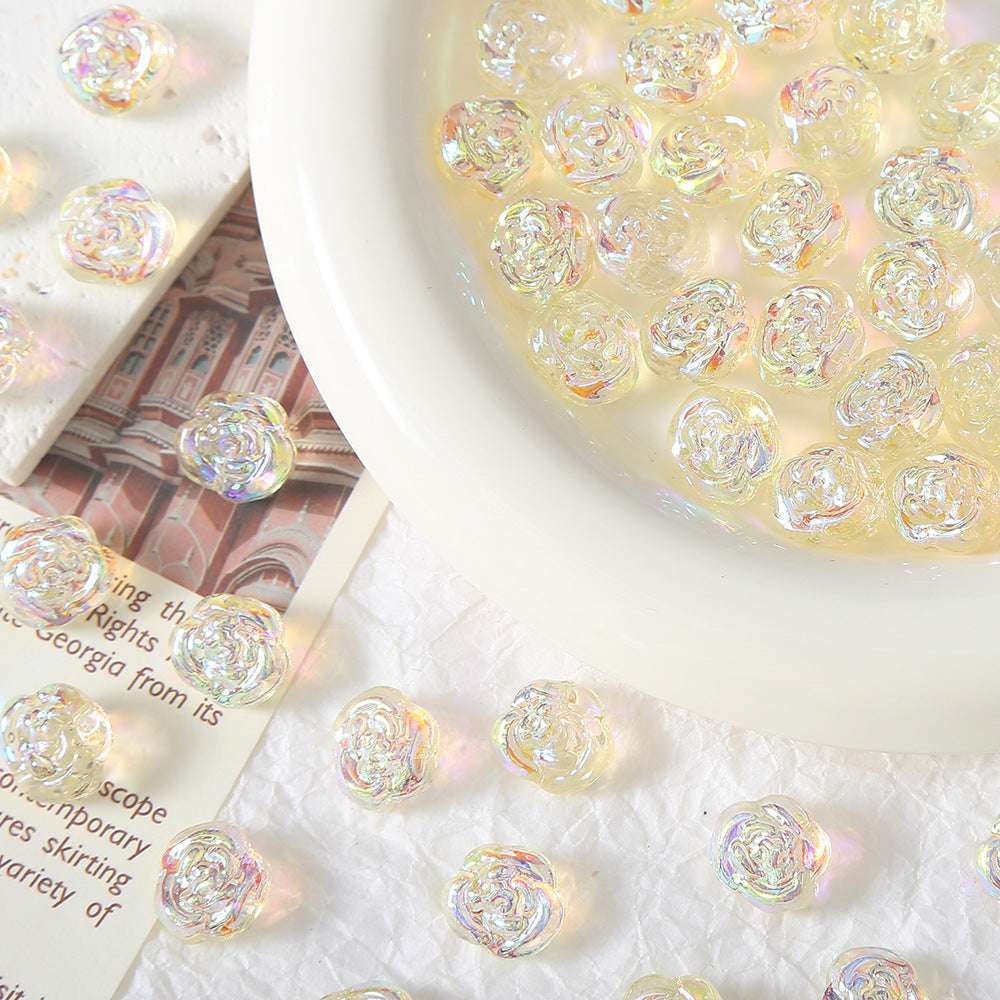 Rose Glass Straight Hole beadable beads