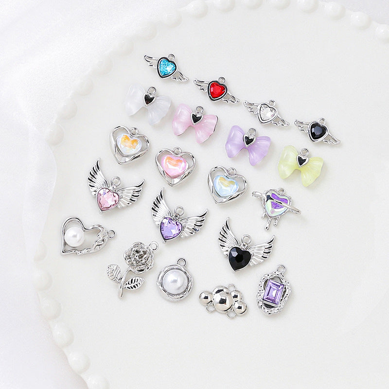 1 pc Sweet Cool Style Bowknot Gold Zircon Pendant