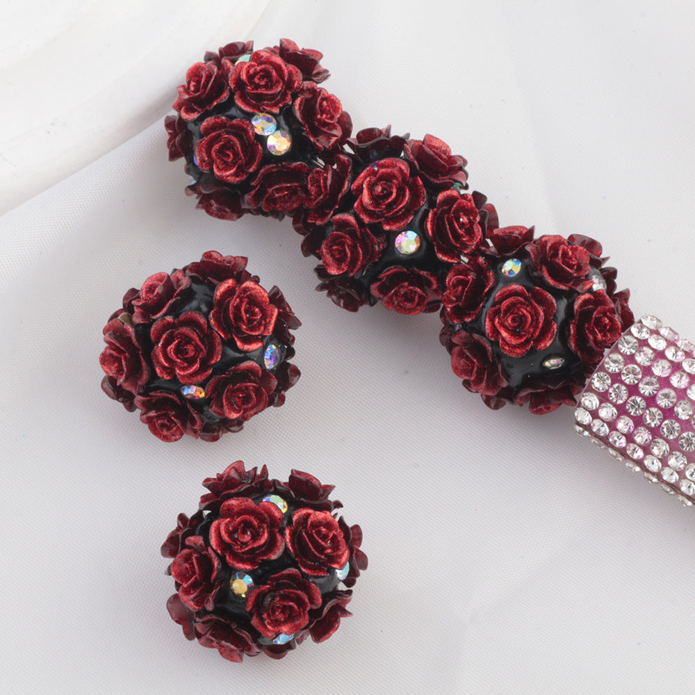 Fluorescent Rose Ball Soft Clay Straight Hole Beads