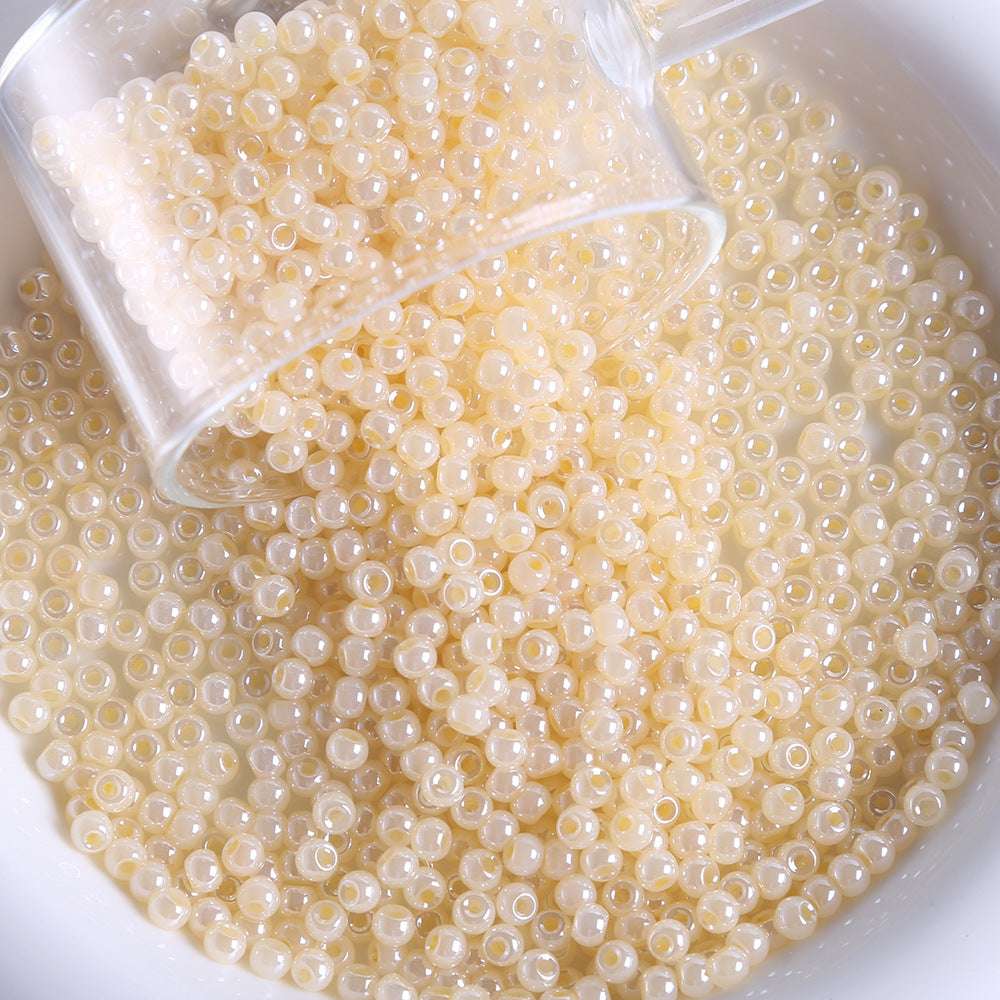 4mm cream glass rice beads pearlescent