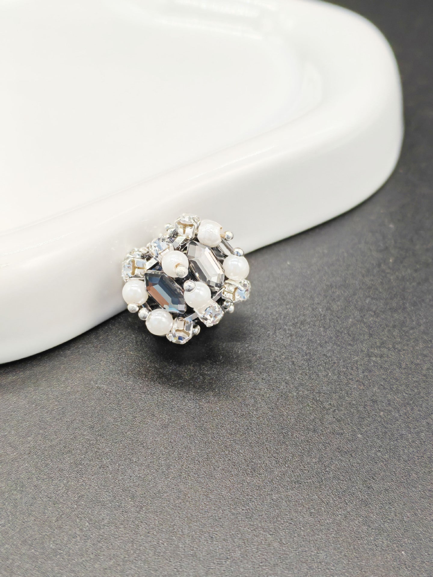 Pearl Zircon Heart Diamond Ball Straight Hole Bead