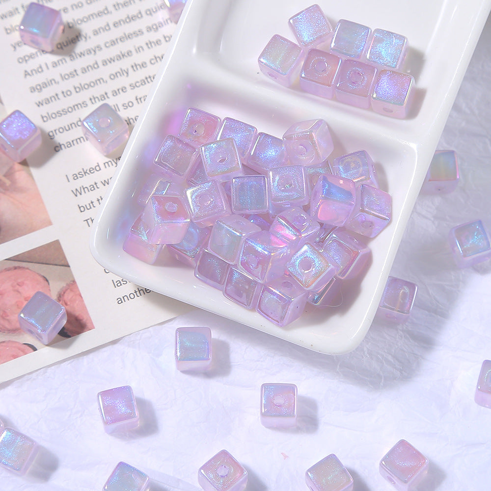10mm Acrylic Iridescent Cube Mermaid Princess Fine Glitter