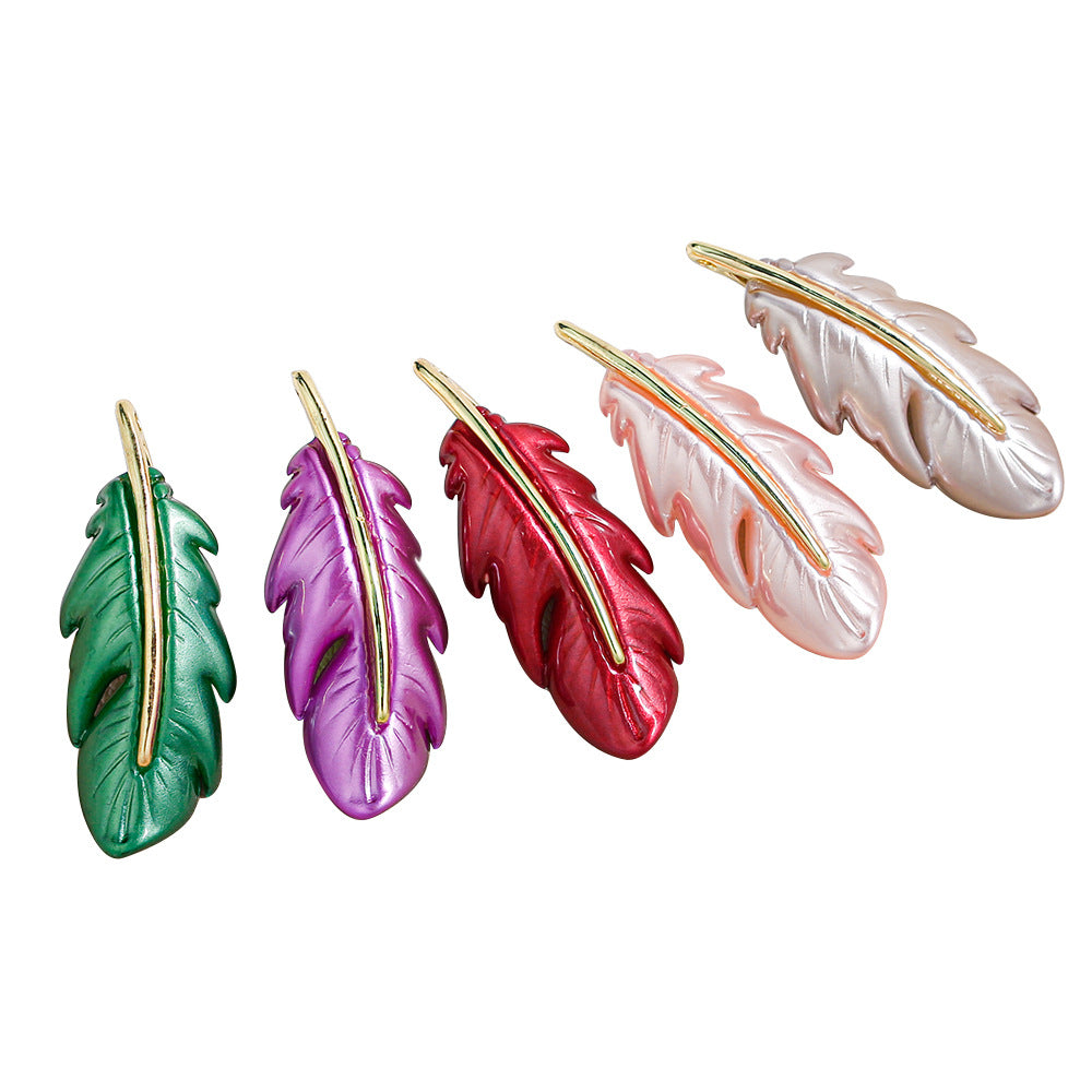 Christmas Red Green Alloy Decoration Accessories Leaf Feather Pendant