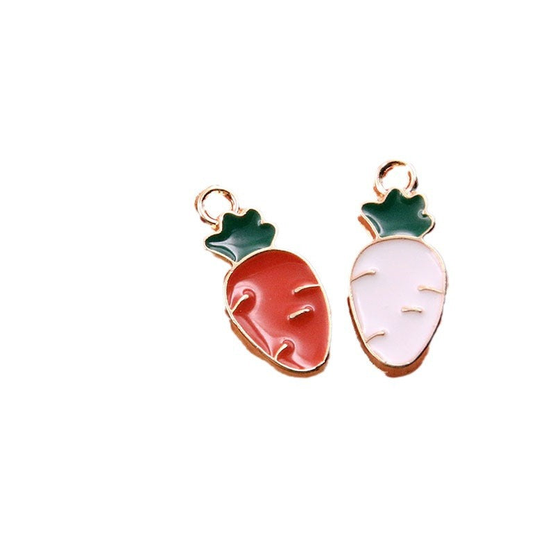 2 Colors 7*15mm Alloy Jewelry Accessories KC Gold Drop Oil Charm MIN Carrot Pendant Vegetable Charm
