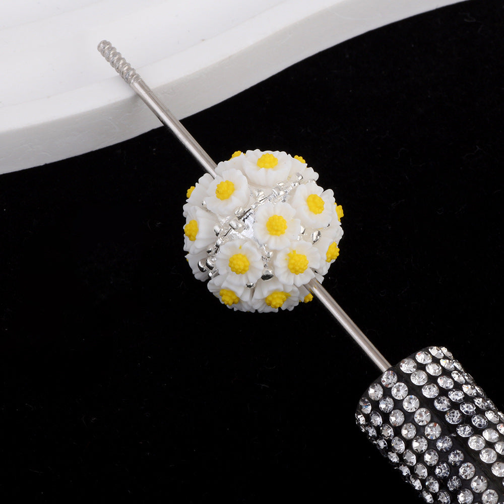 Sunflower Alloy Flower Cluster Ball Straight Hole Beads