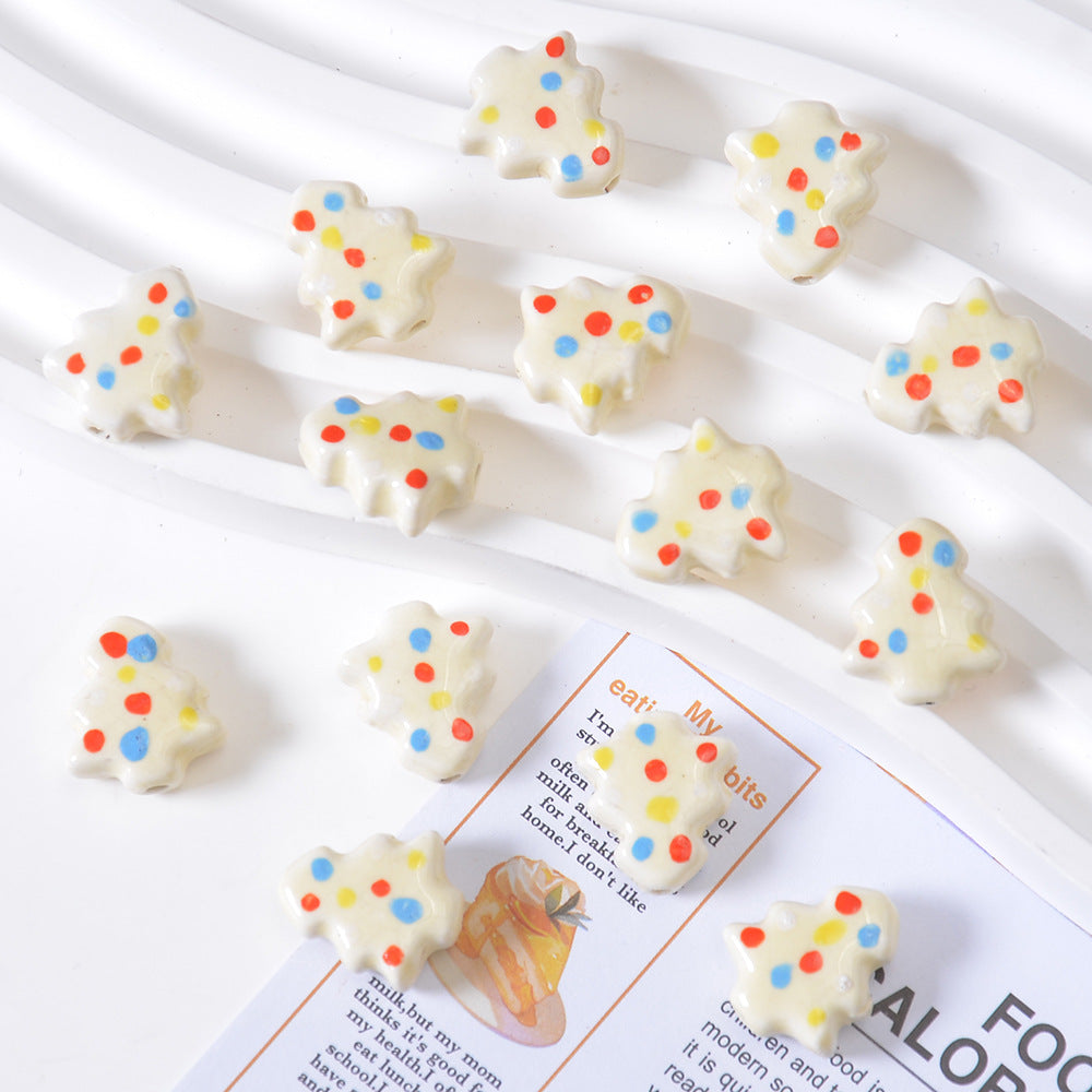 Ceramic Hand-painted Christmas Tree Beads Cartoon Loose Beads