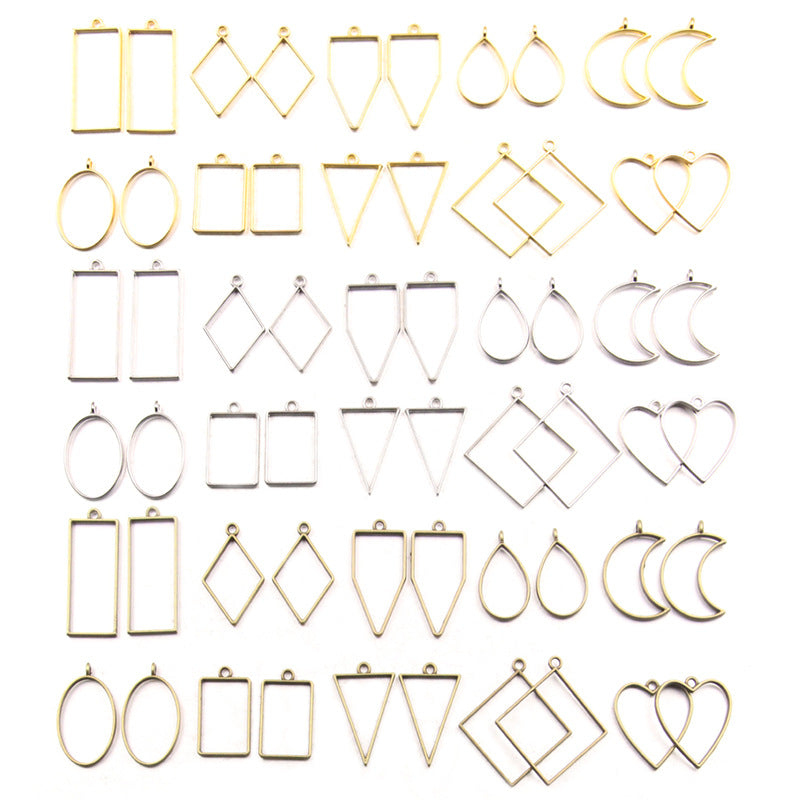 3 Colors DIY Alloy Jewelry Mixed Geometric Shapes Epoxy Resin Mold Frame