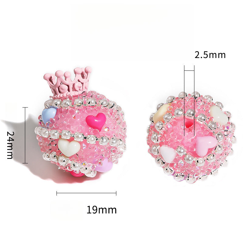 Crown Heavy Industry Beaded Light Luxury Colorful Dot Rhinestone Loose Beads Acrylic