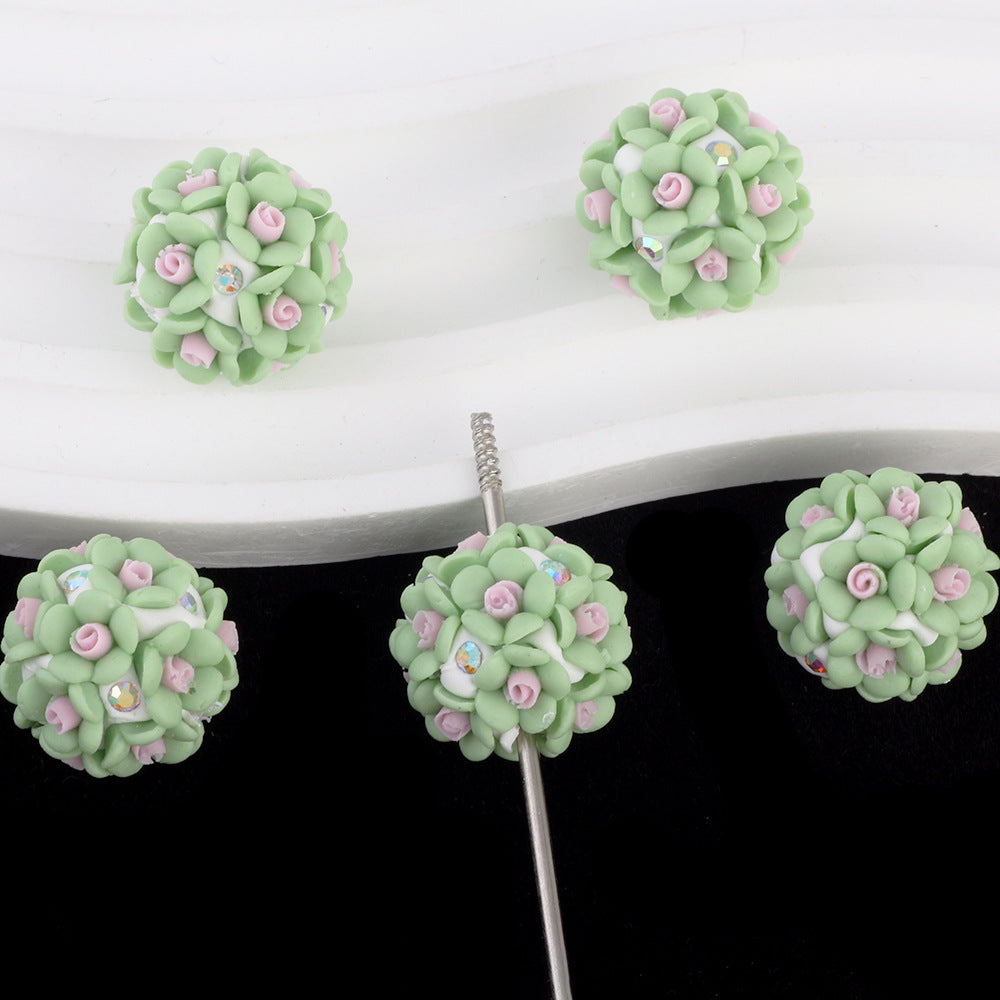 Simple Colorful Rose Ball Soft Clay Drill Ball Bead