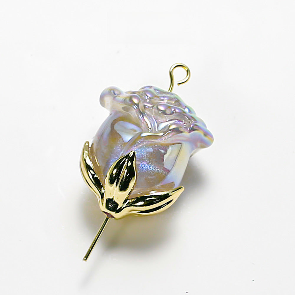 Electroplated Straight Hole Rose Beads