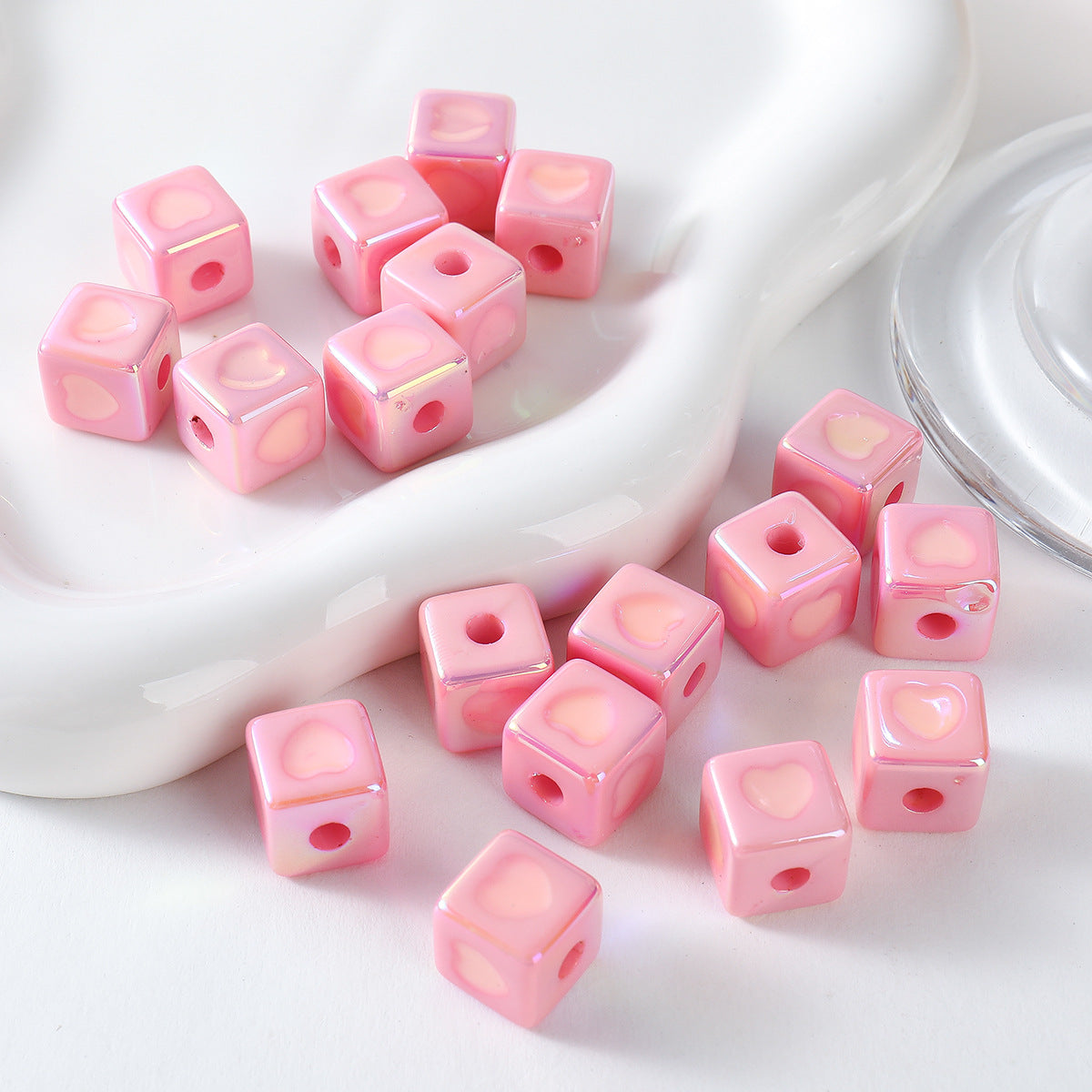 Cute Plating Color Heart-Shaped Oil Dripping Square