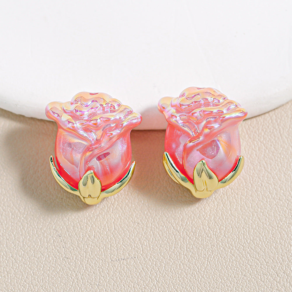 Electroplated Straight Hole Rose Beads