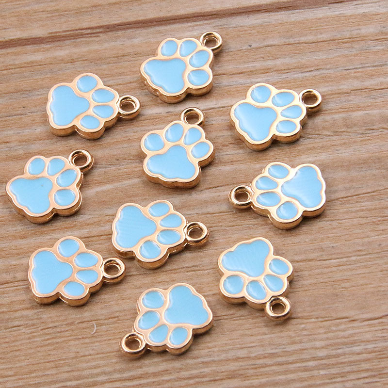 8 Colors Alloy Paw Charms | KC Gold Enamel Dog Paw, Cat Paw, Bear Paw Pendants for DIY Jewelry Making