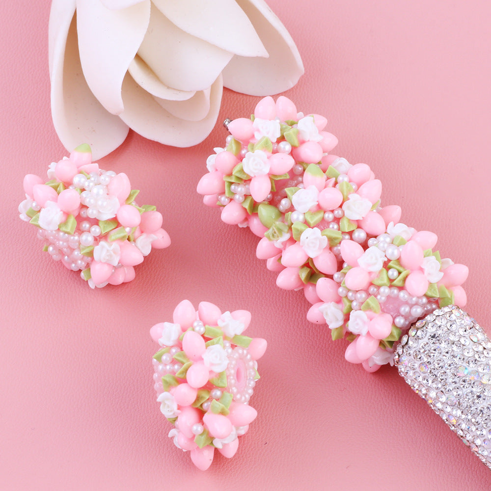 Pearl Flower Ball Colorful Wearable Straight Hole Beads