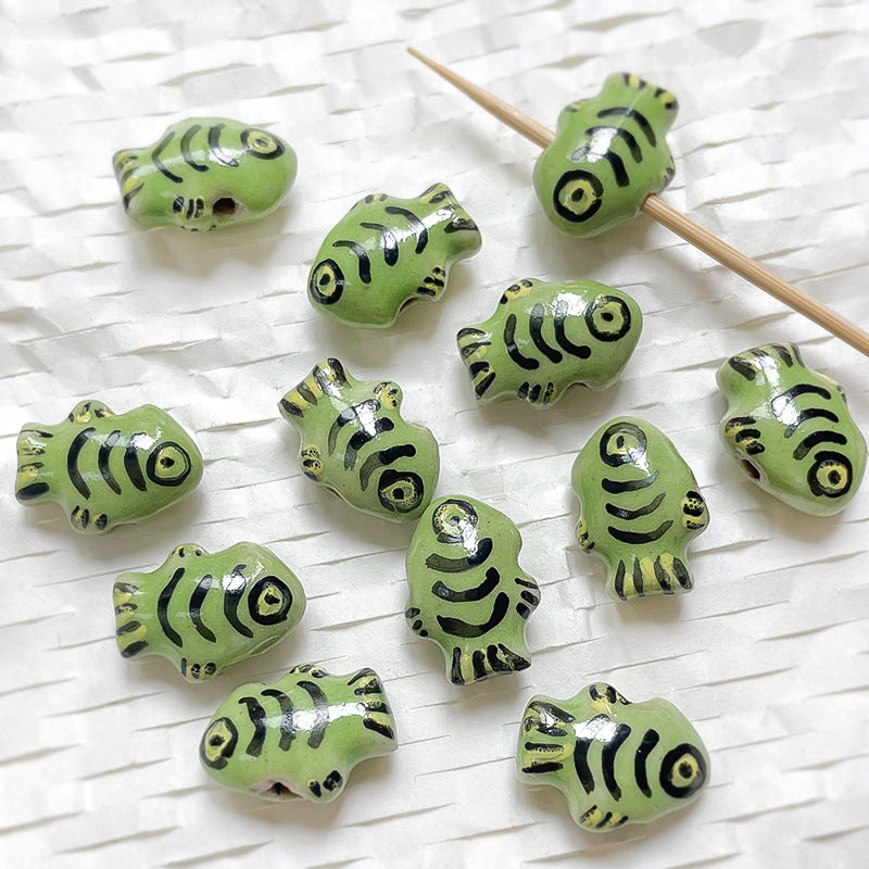 1 pc Pure Hand-painted Ceramic Deep Sea Little Fish Beads Loose Beads