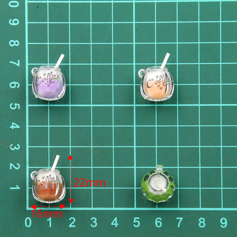 7色 16×22mm DIY樹脂チャームアクセサリー 光るツートンミルクコーヒーカップヘアアクセサリー