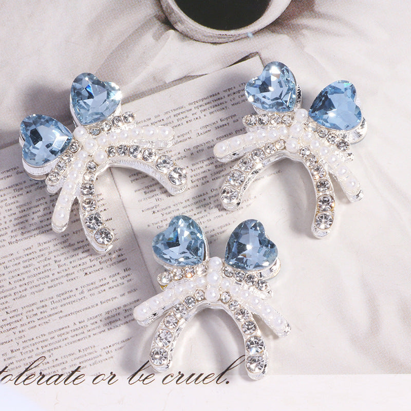 Alloy Double Layer Creative Bowknot Heart Drill Straight Hole Loose Beads String Beads