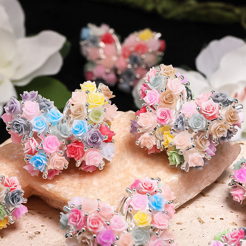 Acrylic Butterfly Beads Fashion Flower Round Beads Straight Hole Beads