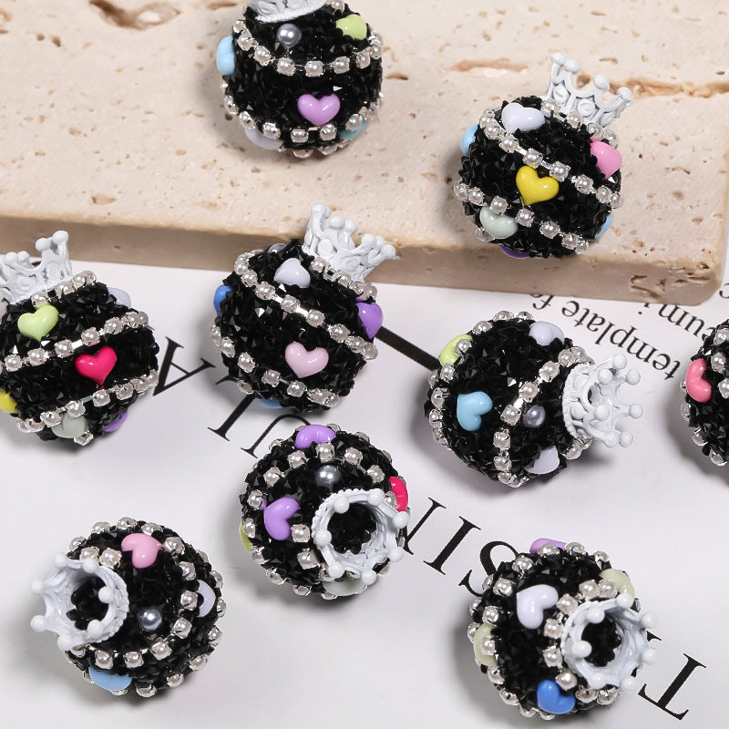 Crown Heavy Industry Beaded Light Luxury Colorful Dot Rhinestone Loose Beads Acrylic