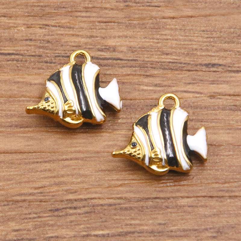 Stainless Steel Gold Vacuum Plating Oil Drop Charm Animal Pendant Small Fish Pendant