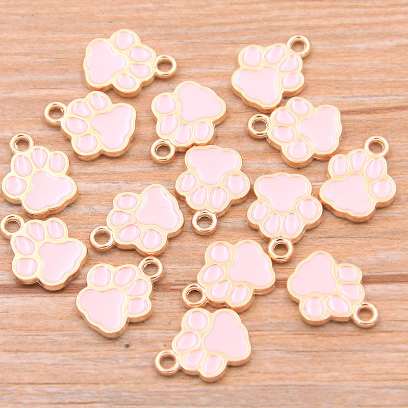 8 Colors Alloy Paw Charms | KC Gold Enamel Dog Paw, Cat Paw, Bear Paw Pendants for DIY Jewelry Making