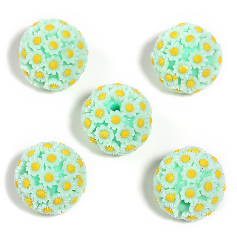 Colorful Resin Flower Ball Through Hole Beads