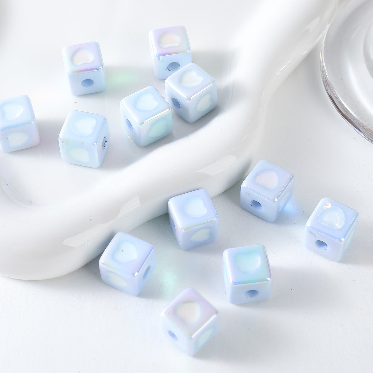 Cute Plating Color Heart-Shaped Oil Dripping Square