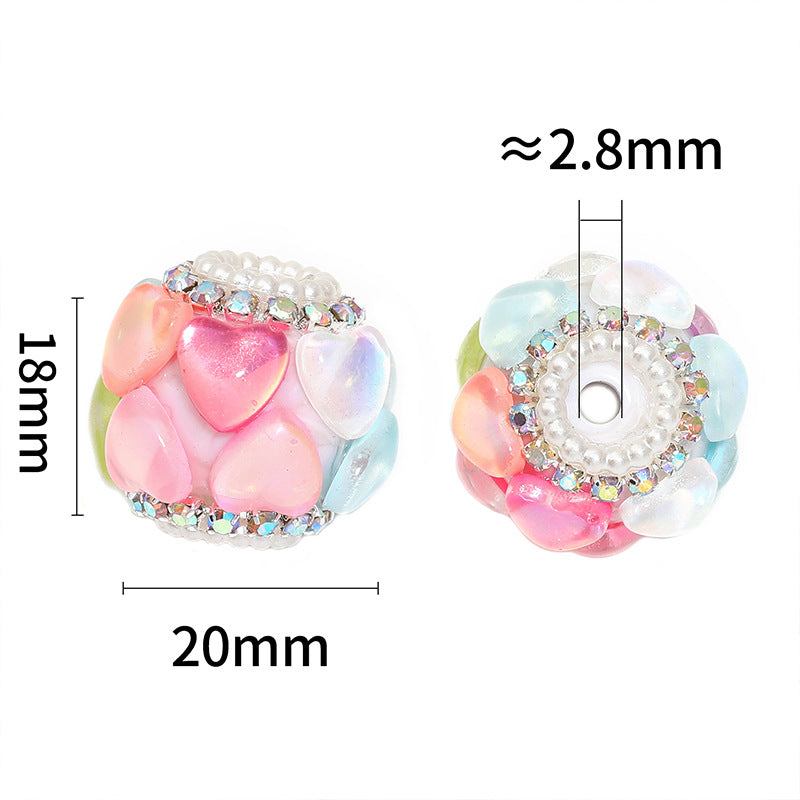 Heart-shaped Diamond-encrusted Beads