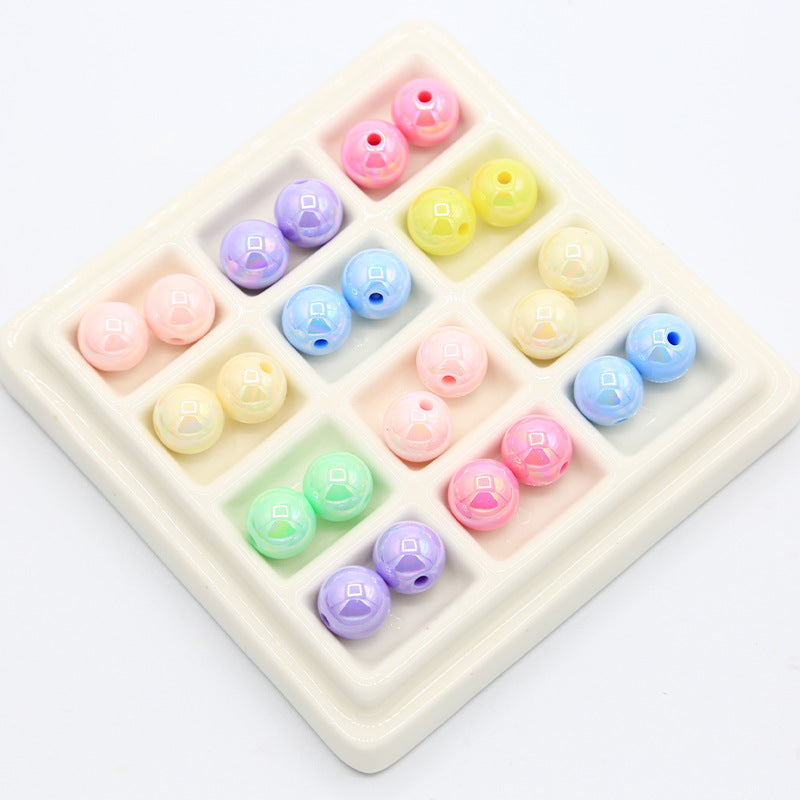 電気メッキマカロンソリッドカラーアクリルABカラフルラウンドビーズDIYハンドメイドネックレスブレスレットビーズルースビーズジュエリー