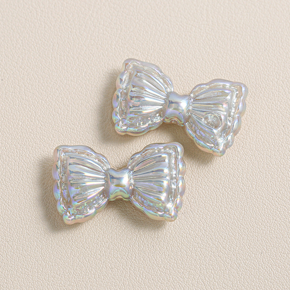 Thin and Glittering Straight Hole Bow Beads