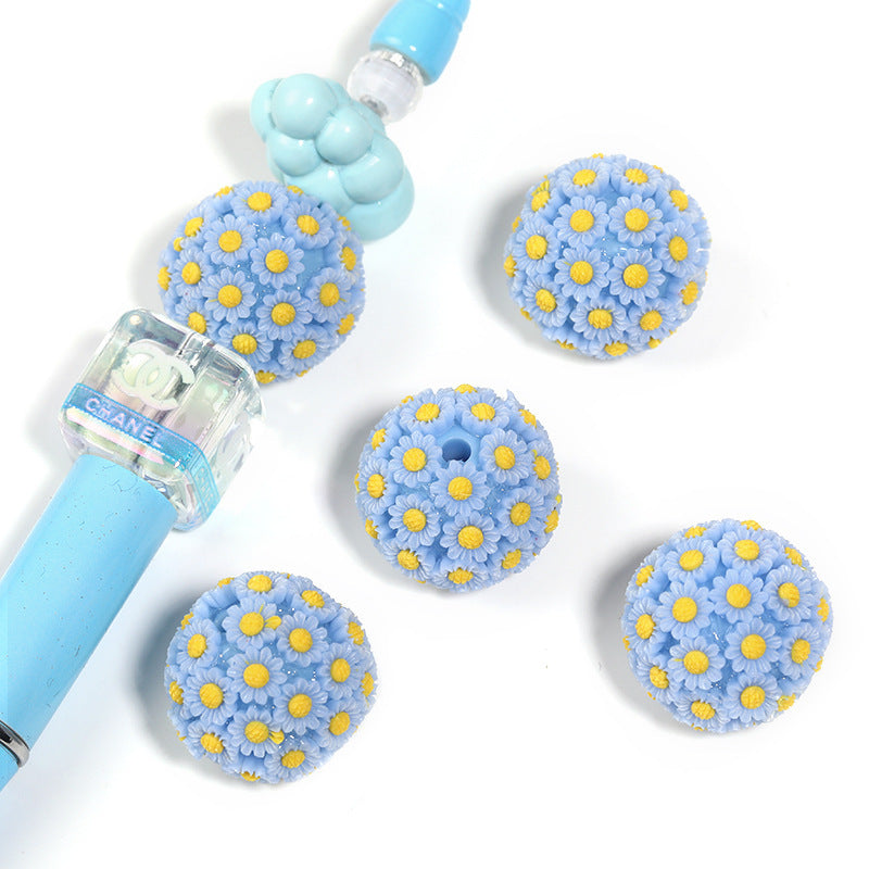 Colorful Resin Flower Ball Through Hole Beads