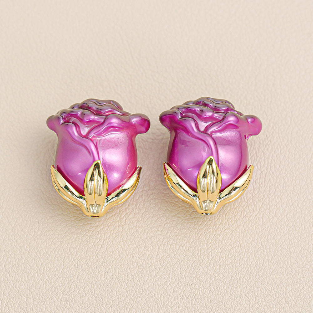 Electroplated Straight Hole Rose Beads