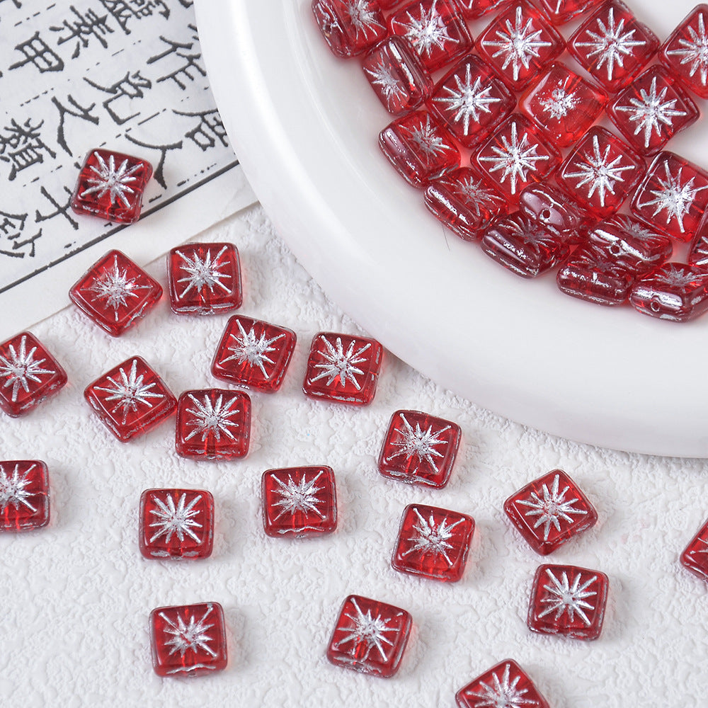 Double-Sided Gold-Plated Small Square Prague Beads