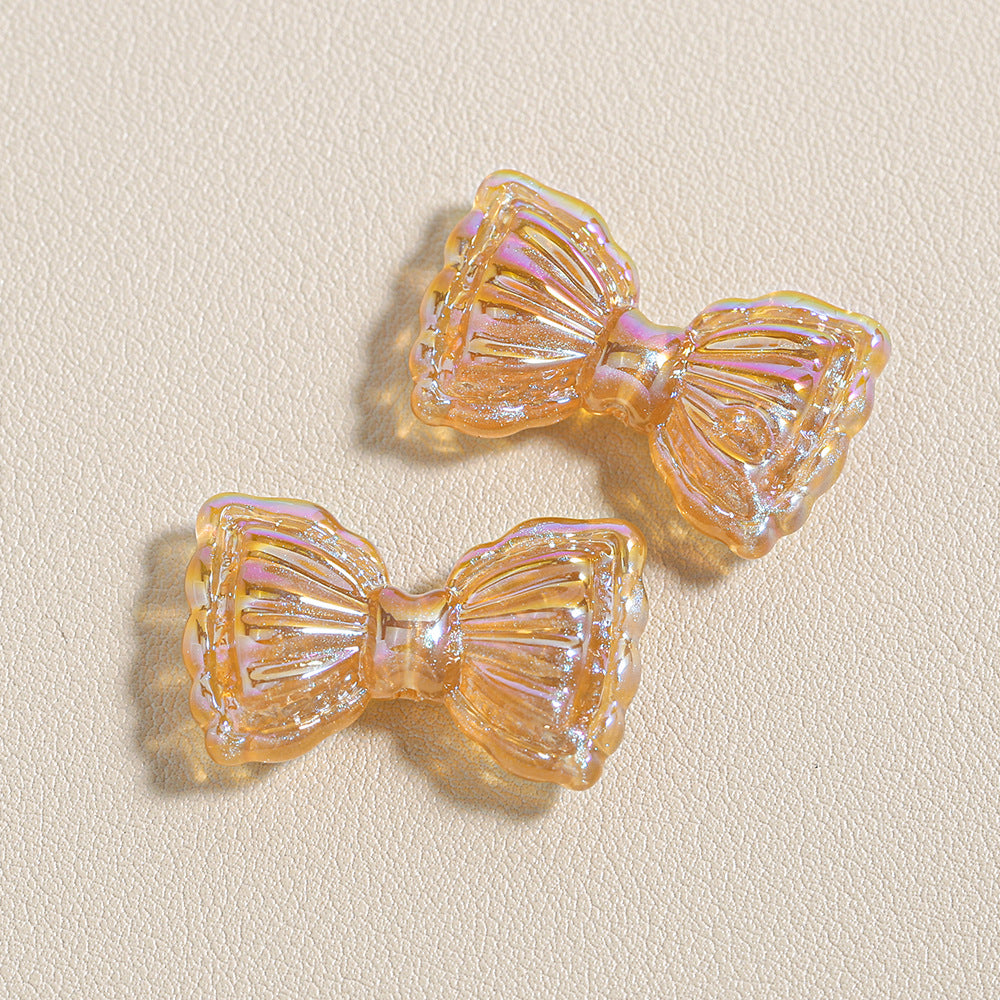 Thin and Glittering Straight Hole Bow Beads