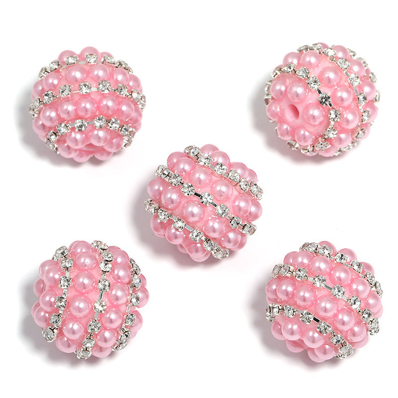 Candy Color Pearl Diamond Ball Rhinestone Chain Straight Hole Beads