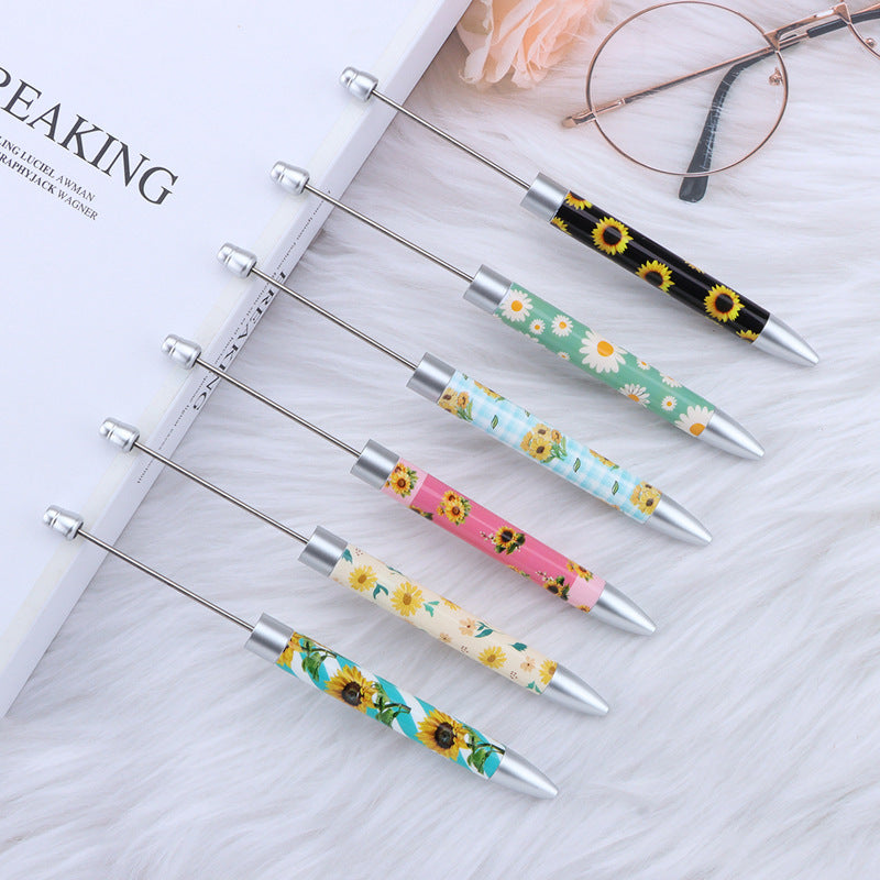 Long Flag Print Beaded Pen Educational Handmade Beading Cute Pen