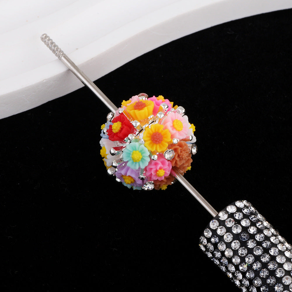 Sunflower Alloy Flower Cluster Ball Straight Hole Beads