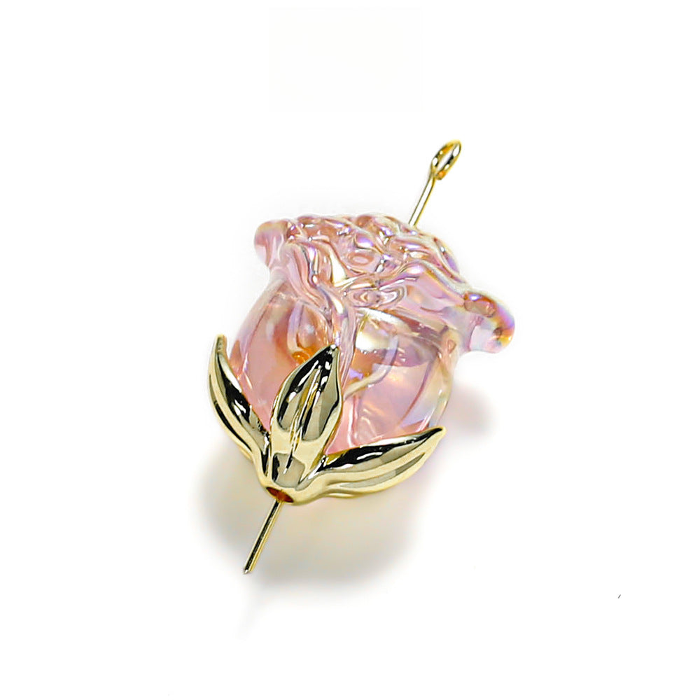 Electroplated Straight Hole Rose Beads