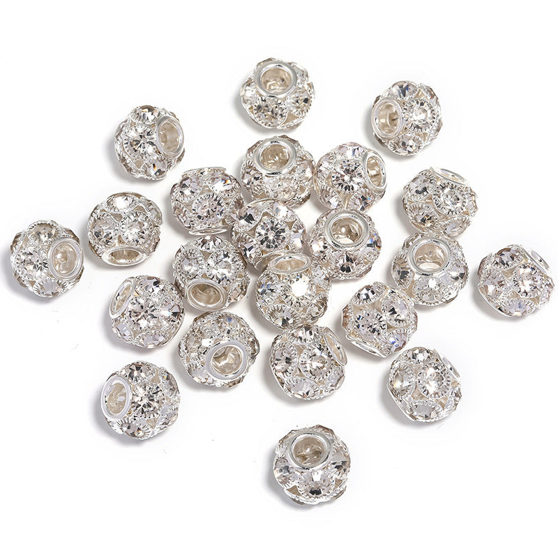 Golden Large Hole Rhinestone Beads