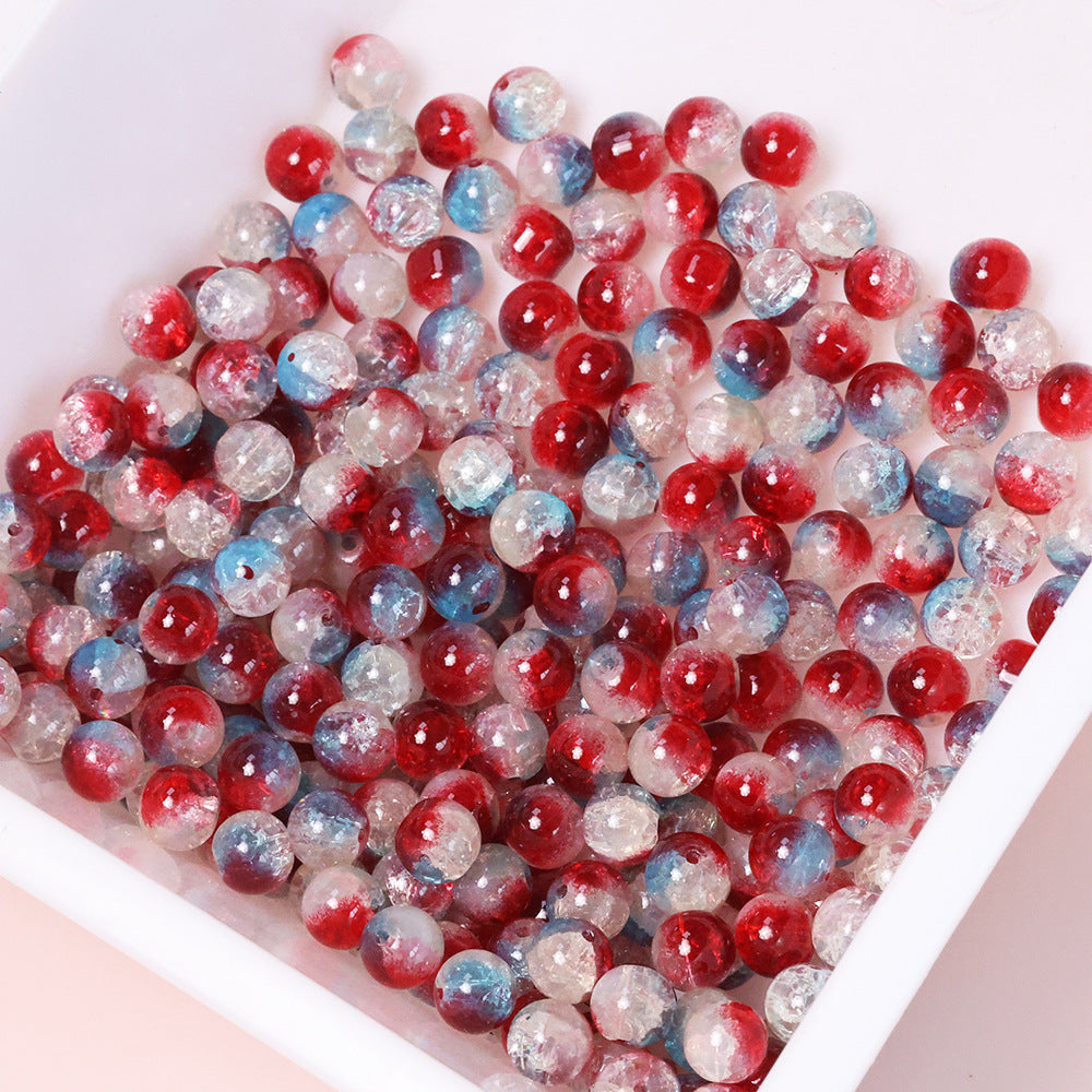 10mm Three-Color Ice Soul Crackle Beads Handmade Glass Beads Loose Beads
