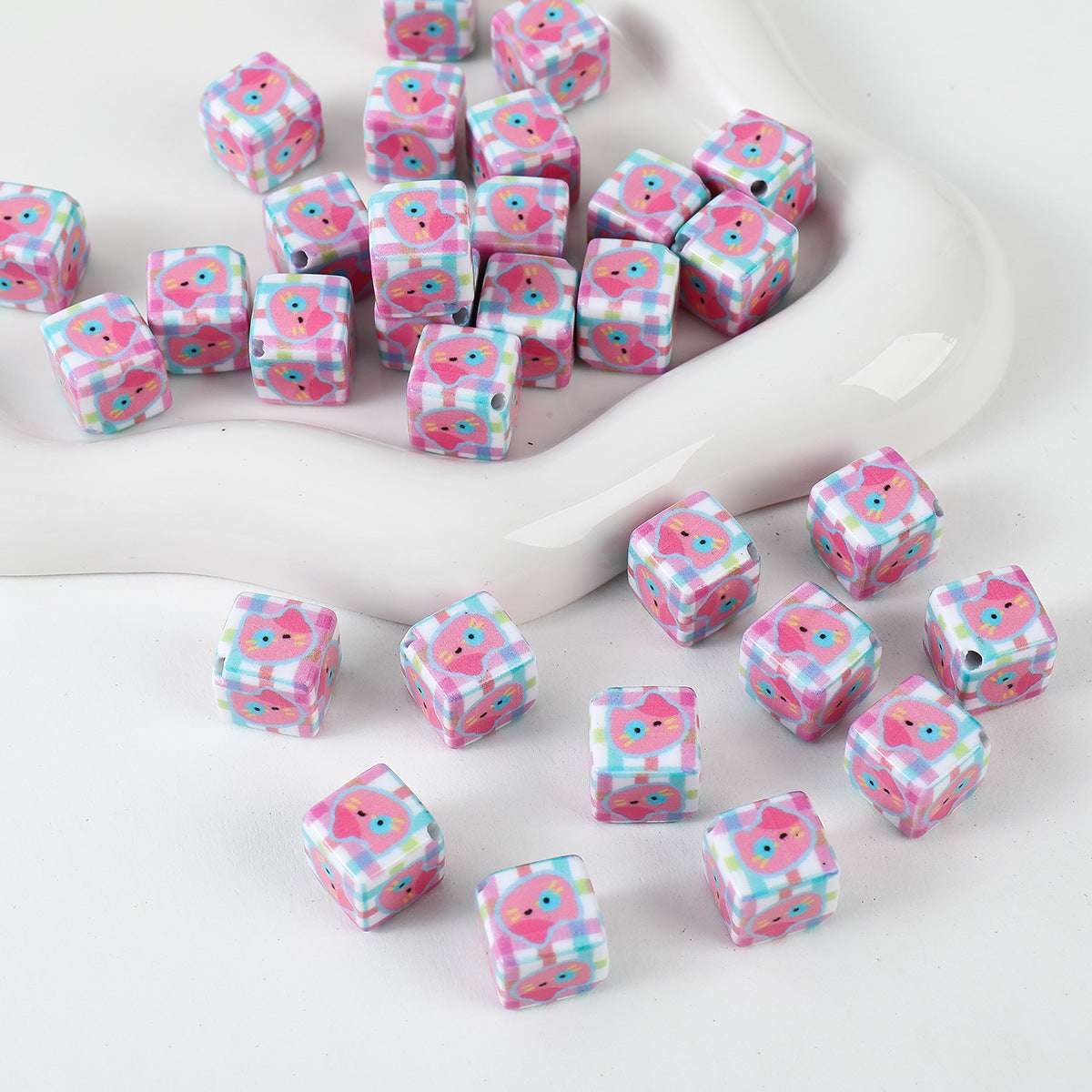 12mm Painted Color Acrylic beads Hamburger Bread Ice Cream Bear Squares