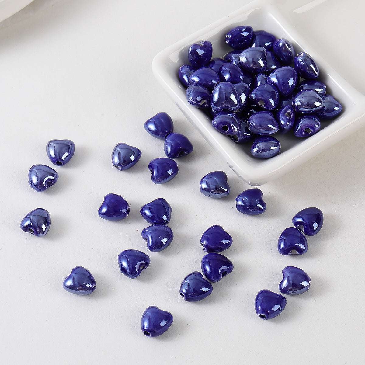 Ceramic Color-Plated 10mm Heart-Shaped Ceramic beads