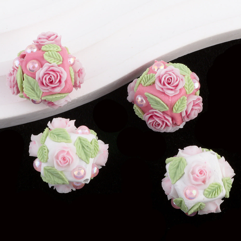 Fresh Flower Ball Drill Ball Pen Straight Hole Beads
