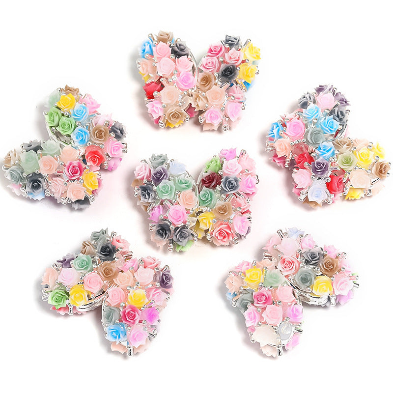 Acrylic Butterfly Beads Fashion Flower Round Beads Straight Hole Beads