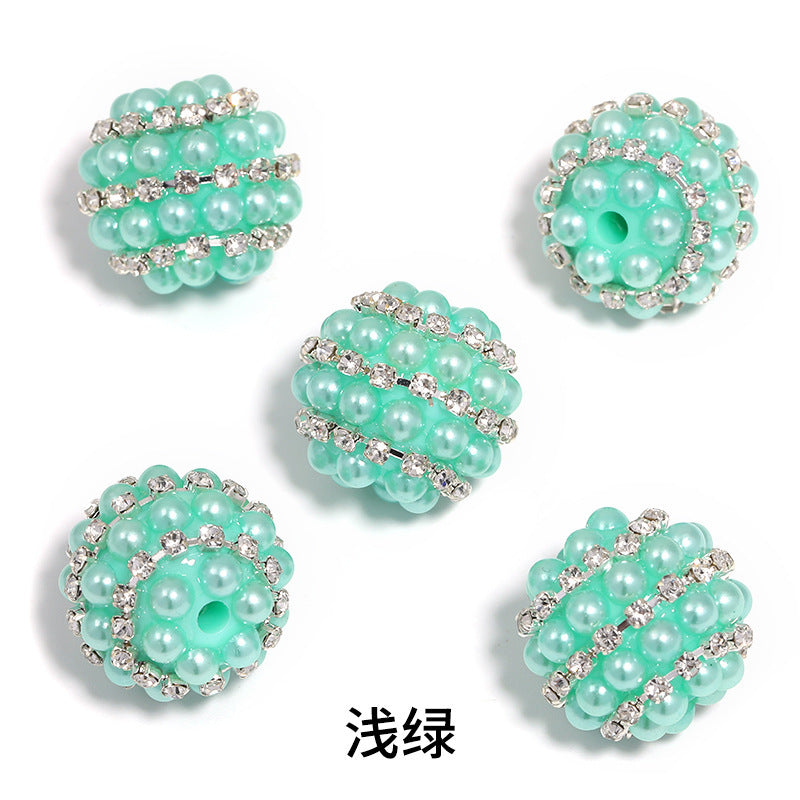 Candy Color Pearl Diamond Ball Rhinestone Chain Straight Hole Beads