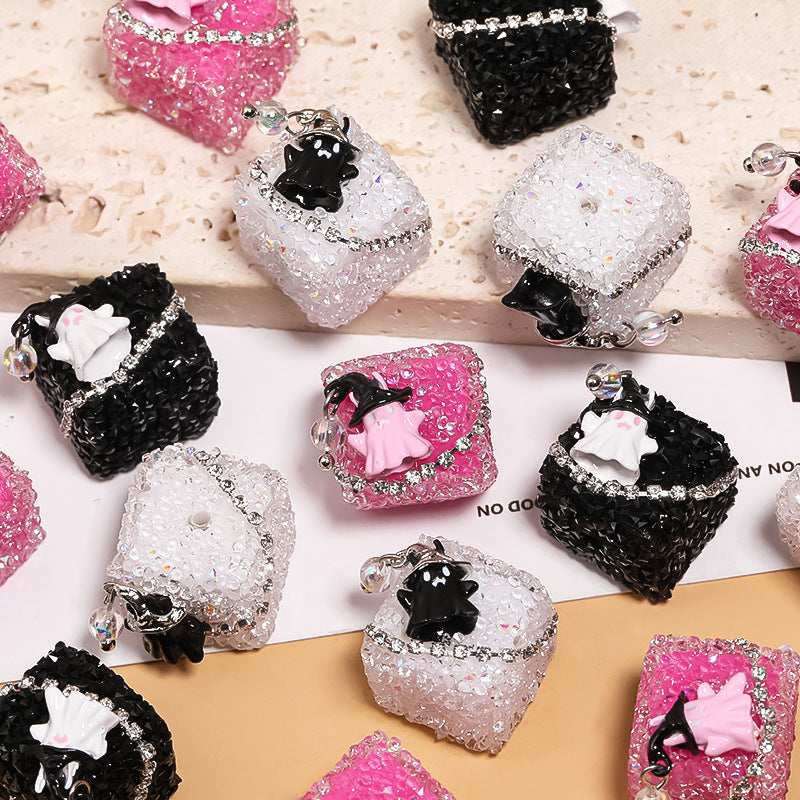Halloween Ghost Square Rhinestone Sugar Beads