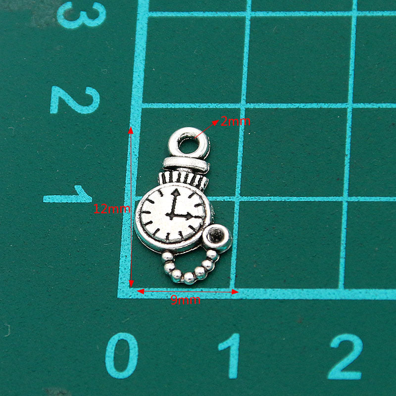 2 Colors 9*12mm 0.7g Alarm Clock Small Pendant DIY Alloy Jewelry Accessories Jewelry Accessories